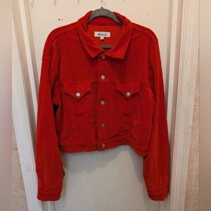 Etica Orangish Red Cotton Corduroy Jacket L Ethically Made Fall Lightweight